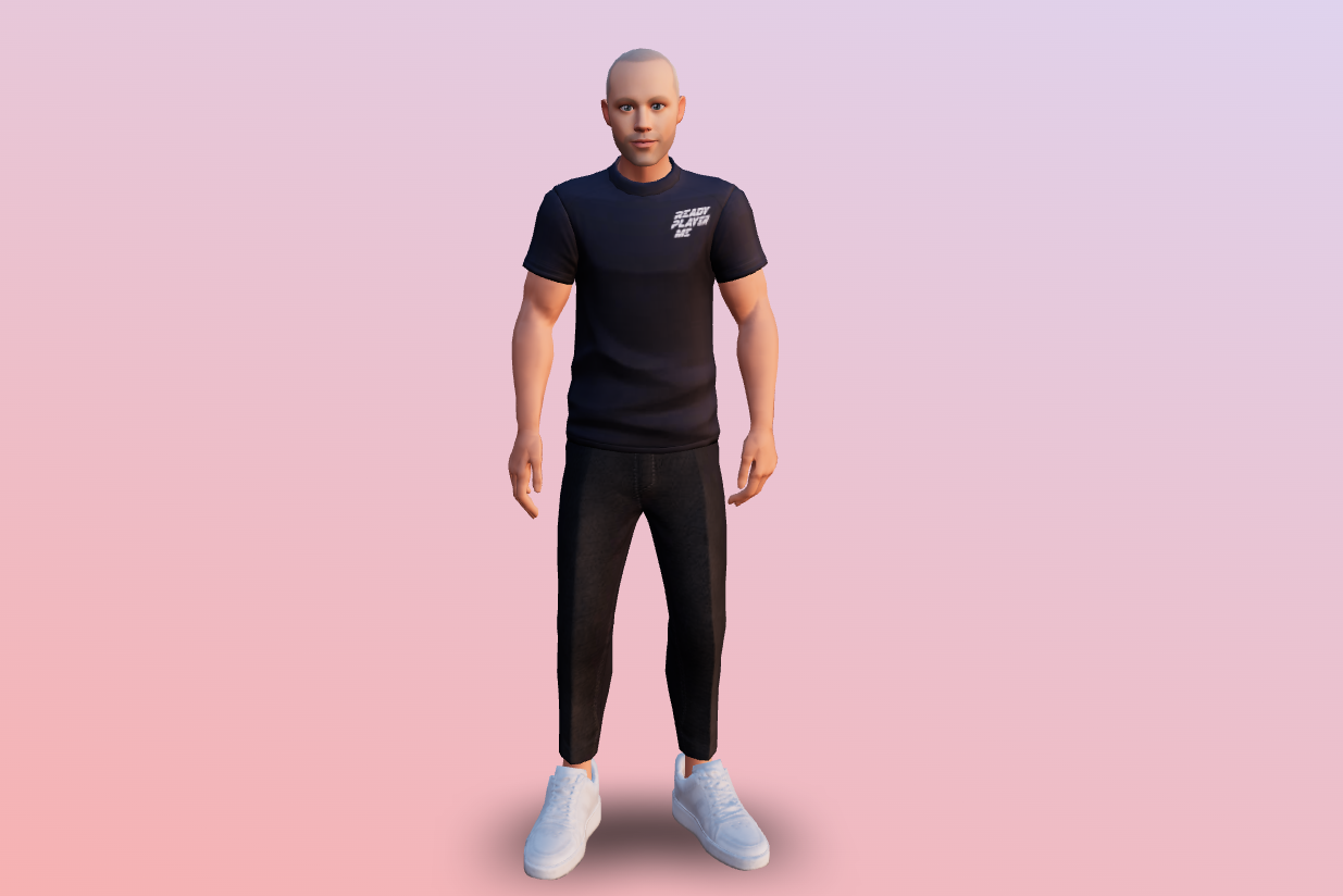 The Het Ritme avatar, a simple 3D caricature of the Switch2Move founder, on a warm gradient